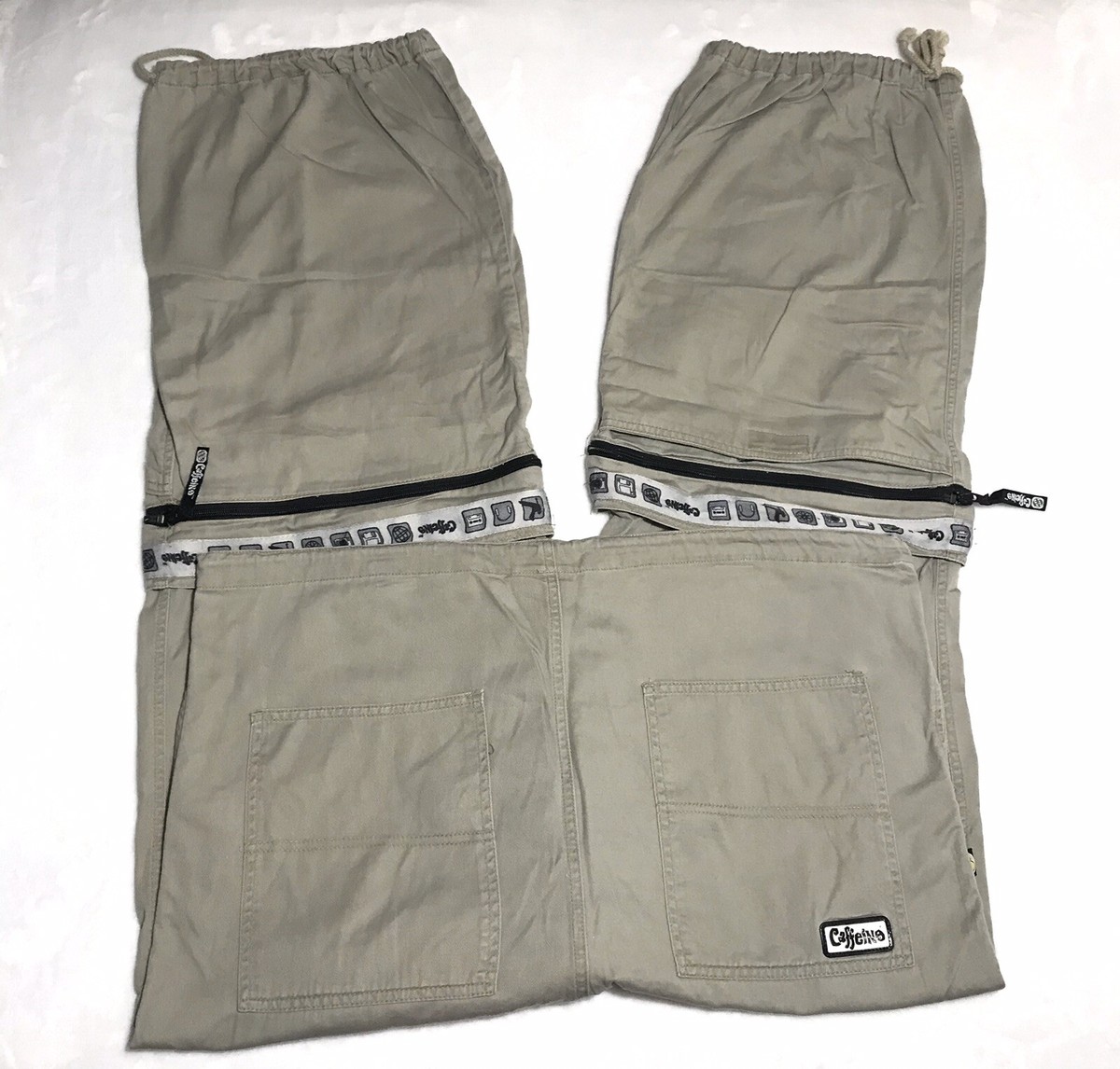 Caffeine Wide Leg Parachute Raver Skater Goth Khaki Pants