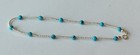 Silver Beaded Anklet with Turquoise Blue Beads 9.5" Ankle Bracelet New