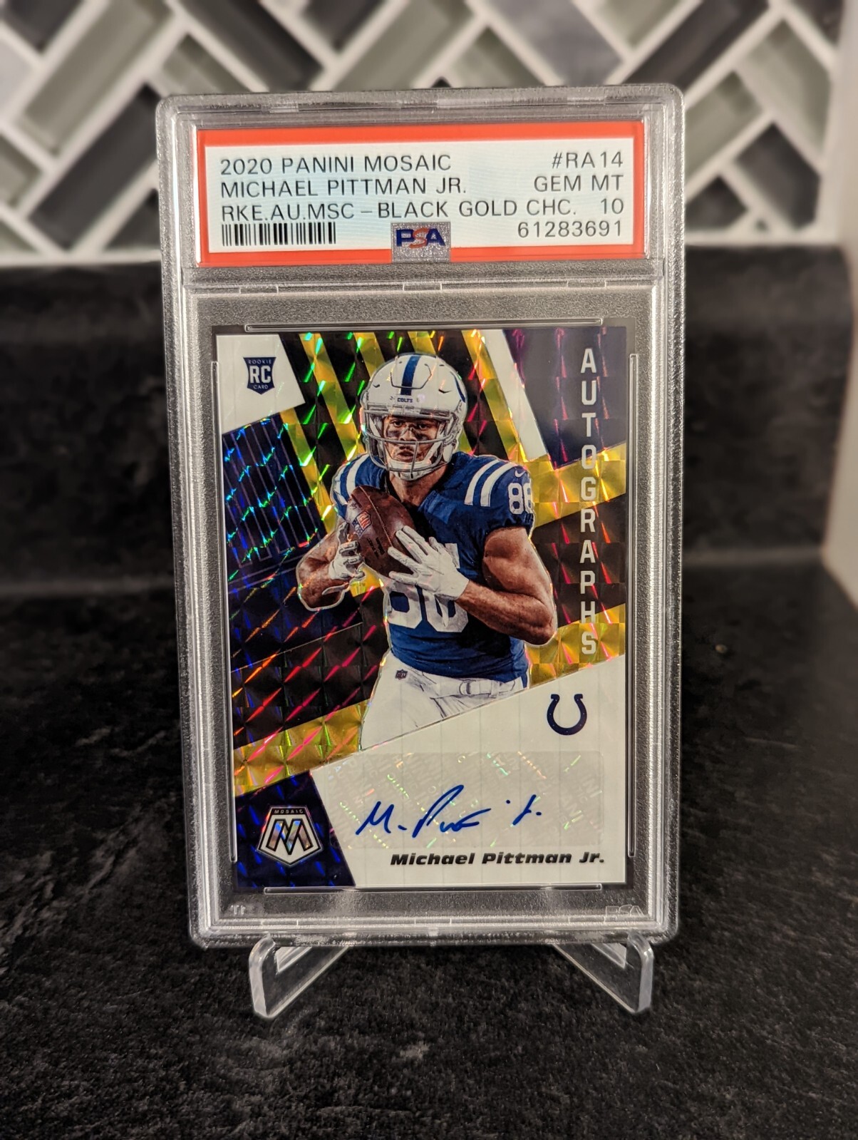 Michael Pittman Jr. Panini Mosaic Rookie Autographs Mosaic #RA14 Black Gold Choice