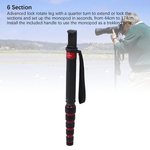 6 Section Carbon Fiber Camera Monopod With Walking Stick Handle Portable Com Fit - Picture 17 of 22