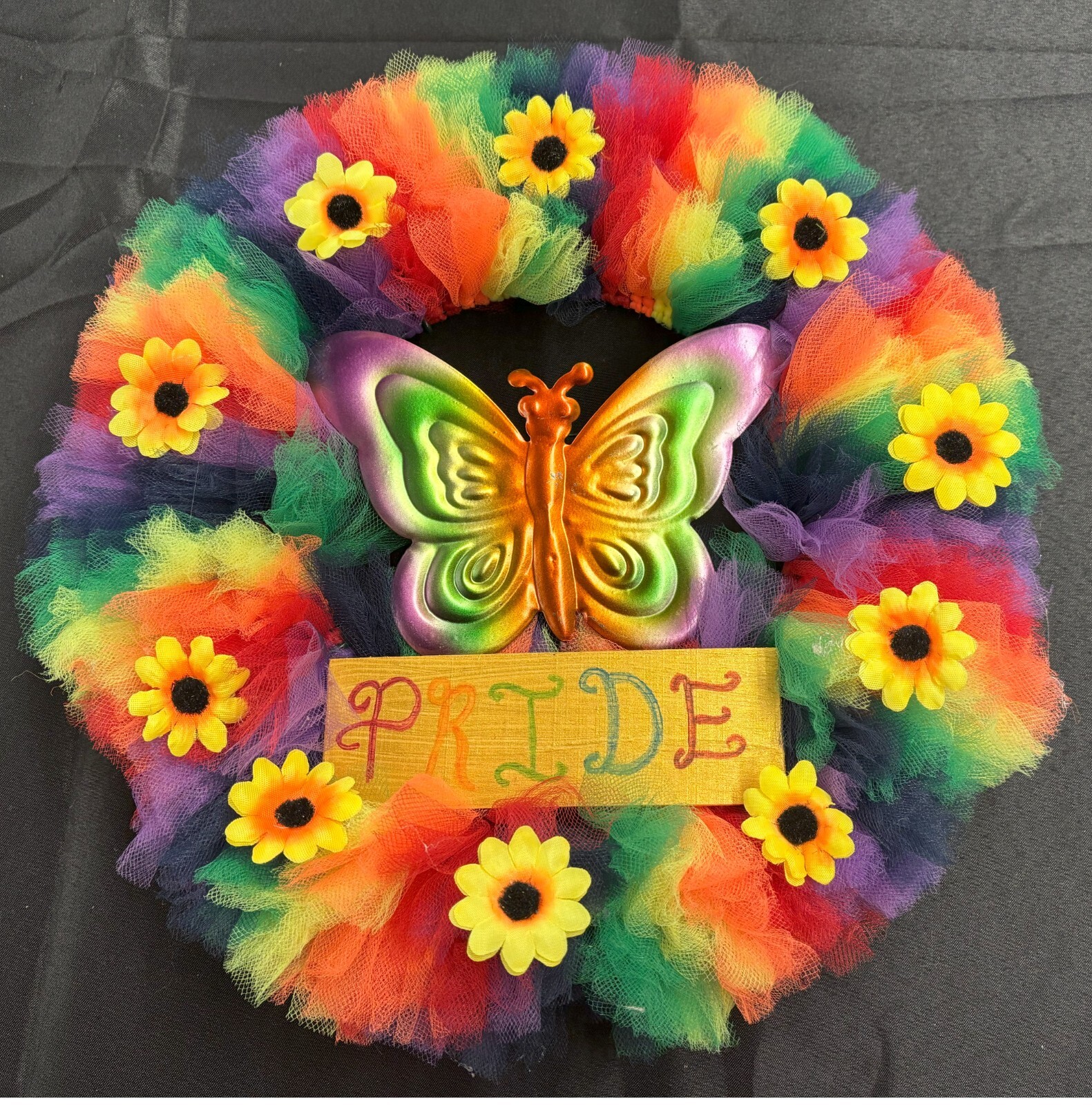 Rainbow Pride Butterfly Wreath for LGBTQ Decor