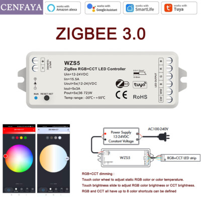 Tuya Zigbee 3.0 Smart LED Stripe Controller Dimmer CCT RGBW RGBCCT fr Alexa/APP