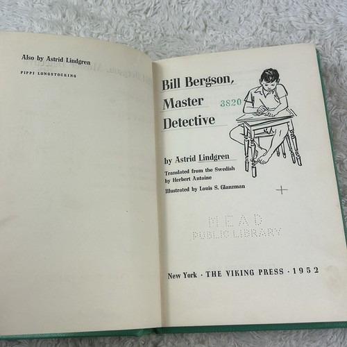 Bill Bergson, Master Detective 1952 HC first ed, first printing Astrid Lindgren - Picture 5 of 10