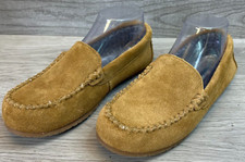 Lands End Shoes Womens 7B Tan Suede Loafers Brown Slip On Shoes UK 5 EU 37.5