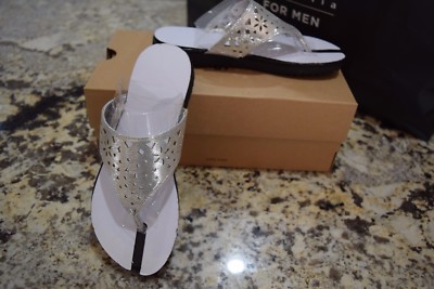 NIB! Toddler Kids UGG Jaedynn 1011815 Sandals Flip Flops Silver Sterling Canvas