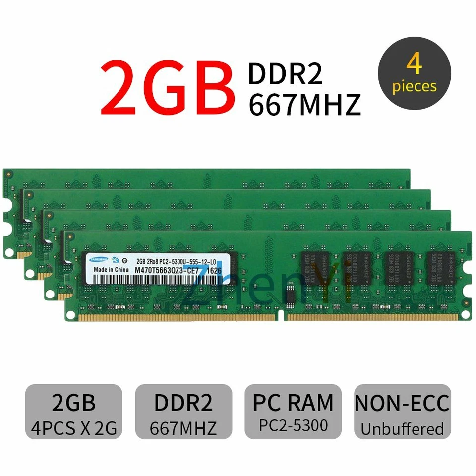 Samsung 16GB 8GB 4GB 2GB DDR2 667Mhz PC2-5300U DIMM Desktop Memory SDRAM LOT BT - Image 4 of 4