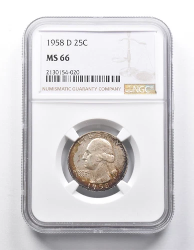 MS66 1958-D Washington Quarter NGC Toned *9958