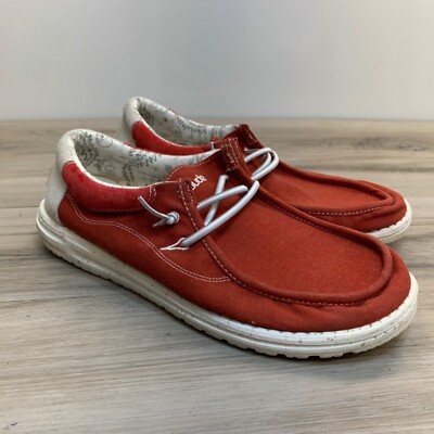 Hey Dude Shoes Men Size 10 Slip On Wally Flow Pompeian Red Casual 112306840 