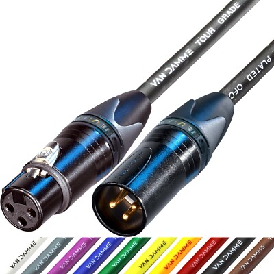 Van Damme Mikrofonkabel Stecker auf Buchse schwarz gold XLR Neutrik Kabel UPOFC
