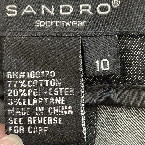 Sandro Dress Pant Black Cropped 10 Control Top Stretch Cuffed Preppy Career NWT - Picture 15 of 16