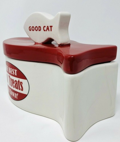 Fish Shaped Ceramic Cat Treat Canister 9"L x 5"W - Picture 3 of 12