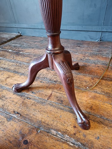 Antique Mahogany Carved Standard Lamp Reeded Claw Feet Hepplewhite Revival Style - Picture 12 of 20