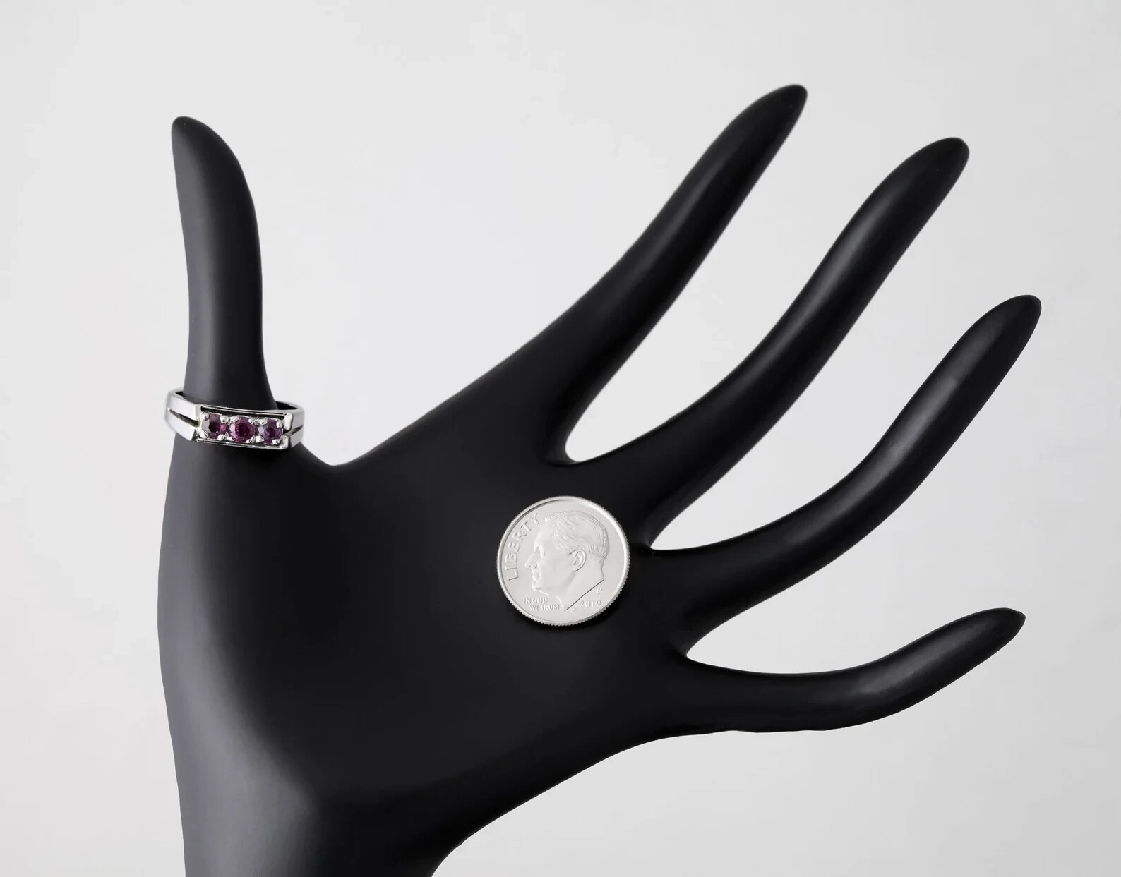 950 Silver Ruby Ring Fine Sterling Silver Band Ju… - image 5