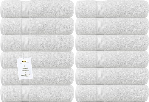 12 pcs Pack White Wash Cloths Hotel Quality 13x13 Size Highly Absorbent 520 GSM - Picture 2 of 9