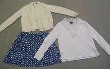 3 Piece Clothing Lot; Cardigan Sweater, Chaps White Blouse;Mossimo Skirt, Sz M
