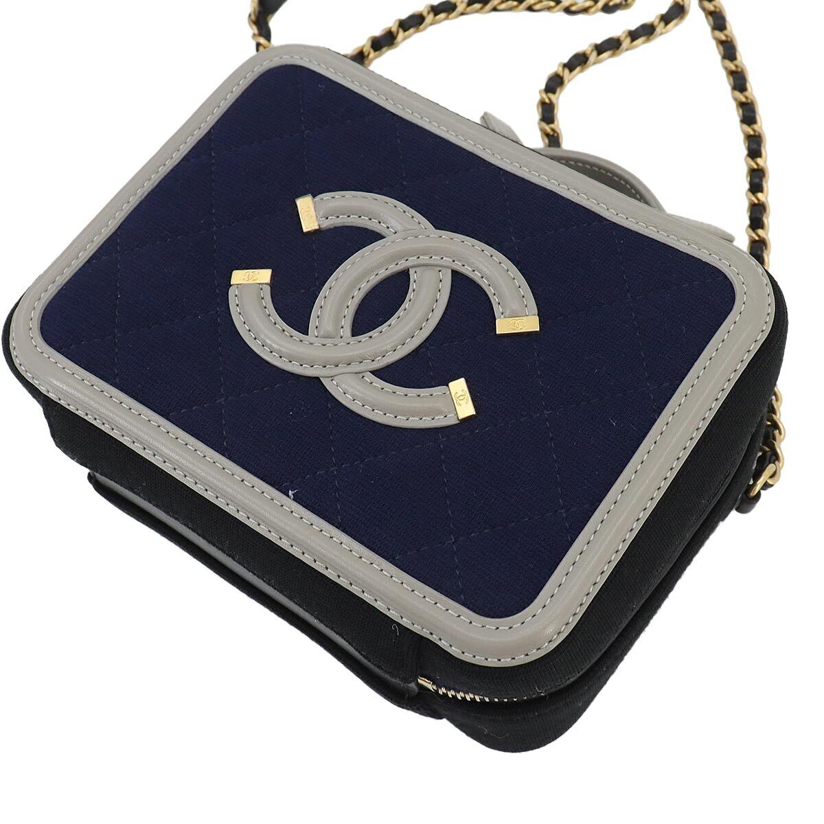 CHANEL CC Filigree Small Vanity Hand Shoulder Bag Canvas CHANEL CC Filigree Small Vanity Hand Shoulder Bag Canvas