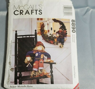 McCalls Crafts Pattern 8890 Scarecrow Doll & Clothes 30'' Wreath 20'' Vtg 1997