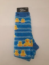 For Bare Feet, Retro Rubber Ducks With Stripes Size M, Blue & Yellow, Crew Socks