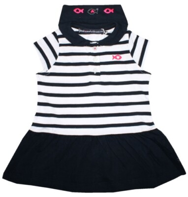 Maritimes Polokleid Kurzarm reine BW in Navy / Weiß geringelt von WEEK END A LA 