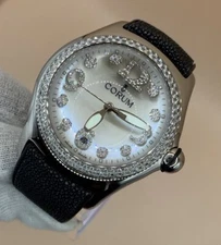 Corum Bubble 163.257.47 Diamonds Date Stainless St. MOP 44MM Unisex Quartz Watch