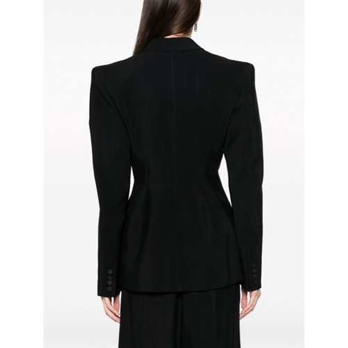 Mugler black wool blend cut-out structured blazer Size 38/ US 6 - Picture 3 of 15