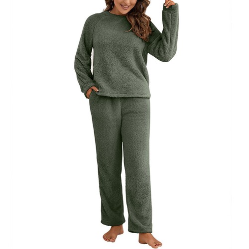 Pigiama donna pile fuzzy set manica lunga sherpa pigiama donna sciolto inverno - Foto 12 di 19