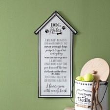 Dog Rules Embossed Metal Sign - Pet Decor