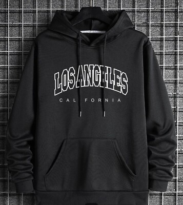 Los Angeles hoodie size xl mens black sweatshirt LA Pullover | eBay