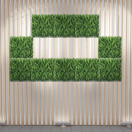 20"x20" Artificial Faux #10 3D Mixed Panel Leaf Privacy Fence Screen Decor Hedge - Picture 2 of 8