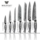 Damascus 67-Ply Damascus Steel Knife Set 7pc + Sharpening Steel Round by Wolfcut
