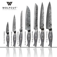 Damascus 67-Lagiger Damaszener Stahl Messer-Set 7Tlg.+Wetzstahl Rund Von Wolfcut