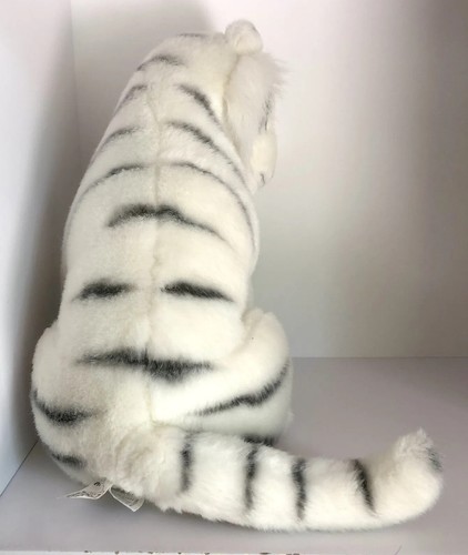 Vtg Fiesta 13” White Bengal Tiger Plush Stuffed Jungle Animal Blue Eye Realistic - Picture 4 of 13