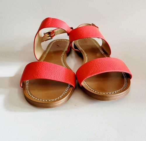 Vince Camuto Rentin Ankle Buckle Strap Sandals Flats Orange red Wms 9M US 40EU - Picture 7 of 14