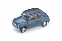 Fiat 600D Umwandelbar Dach Geschlossen 1960 Blau 1:43 Modell R318-09 Brumm