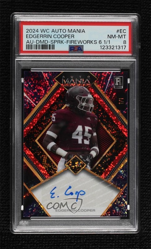2024 Mania American Football 1/1 Edgerrin Cooper PSA 8 Rookie Auto RC 1p7t