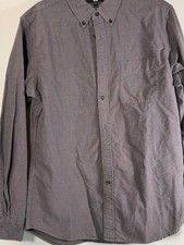 Uniqlo gray button-up shirt with subtle checkered pattern, size L