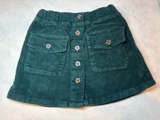 MONOPRIX KIDS Girls Corduroy Skirt Button Up Green EUC Size 5
