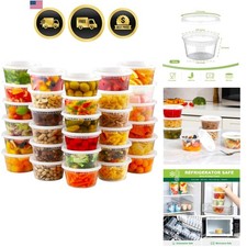 32 Sets 12 oz Plastic Deli Food Containers With Lids, Airtight Food Storage C...