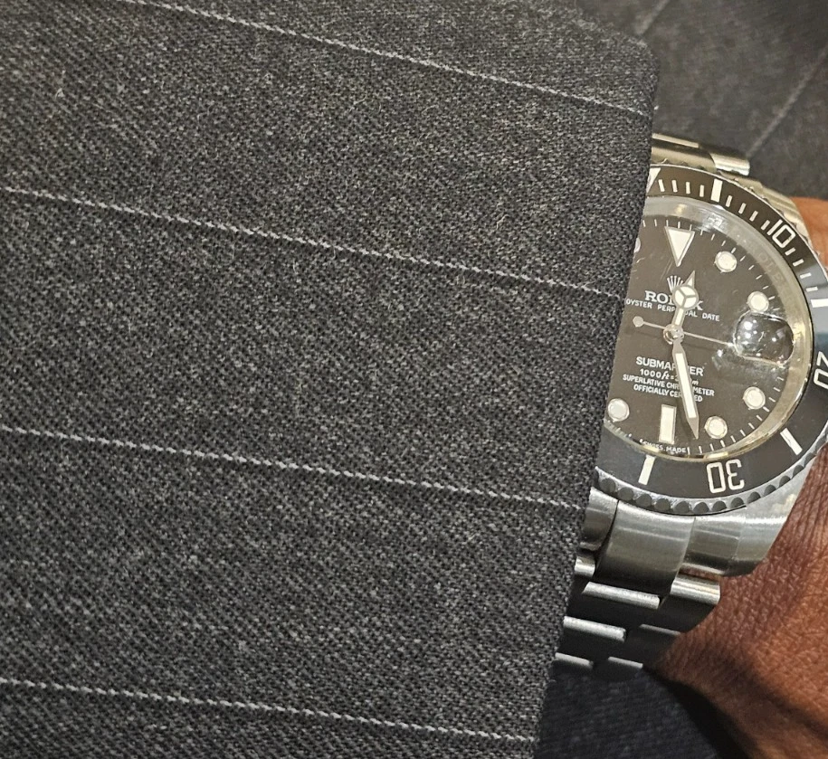 Traje Vintage Pierre Cardin Gris Lana Rayas 42R X 32L Foto 3 de 4