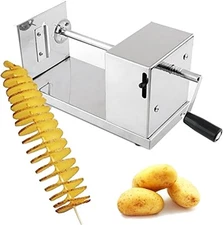 TechTongda Tornado Potato Spiral Cutter Manual Stainless Steel Twisted Silver 