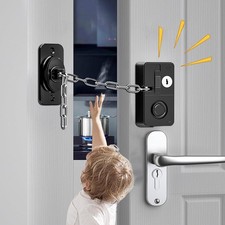 Security Door Chain Lock with Alarm Rechargea...