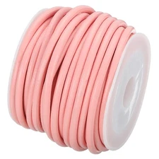 Round Leather String Cord, 5.5 Yards Leather Rope (Pink, 3mm/0.12")