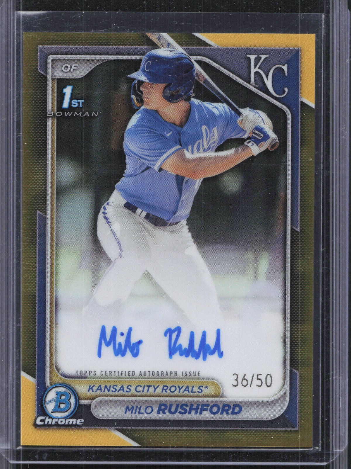 2024 Bowman Chrome #CPA-MR Milo Rushford 1st True Gold Auto #/50