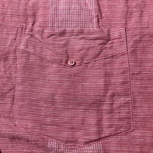 Cubavera mens L linen blend short sleeve button up shirt pink striped bowling - Picture 7 of 9