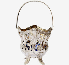Jugendstil Silberkorb Henkelkorb Korb Körbchen 800 Silber Glaseinsatz