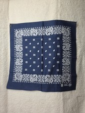 Vintage Color Fast Bandana Paris Accessories Blue White Paisley RN13960 Cotton