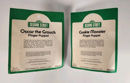 1973 Sesame Street Muppets Rubber Finger Puppets Oscar The Grouch Cookie Monster - Picture 3 of 18
