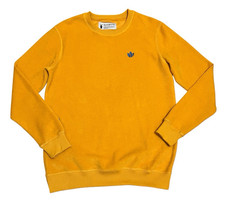 DUTCH BROS Brothers Coffee Mustard Yellow Fleece Terry Sweatshirt Logo Men's S