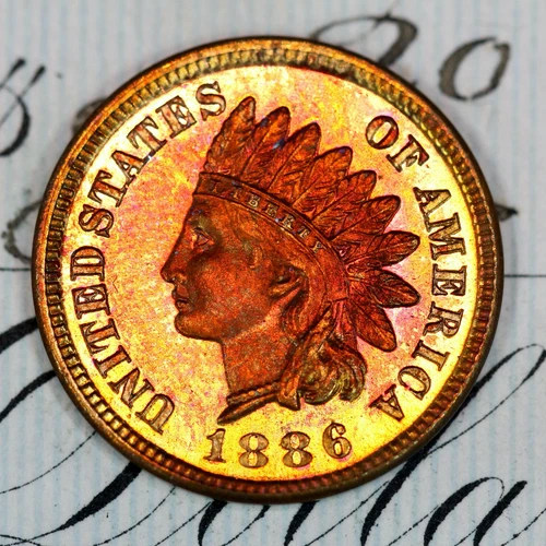 * 1886 T1 * PRISTINE+ BLAZING RED GEM PROOF INDIAN HEAD PENNY * FROM COLLECTION