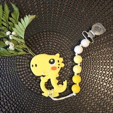 Dinosaur Baby Pacifier Clip with removable silicone teether Toy Kids Accessories